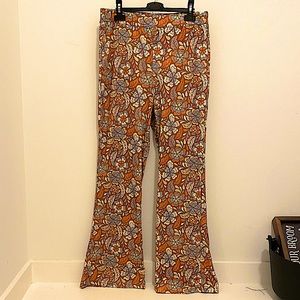 Cider Retro Floral Flared Pants